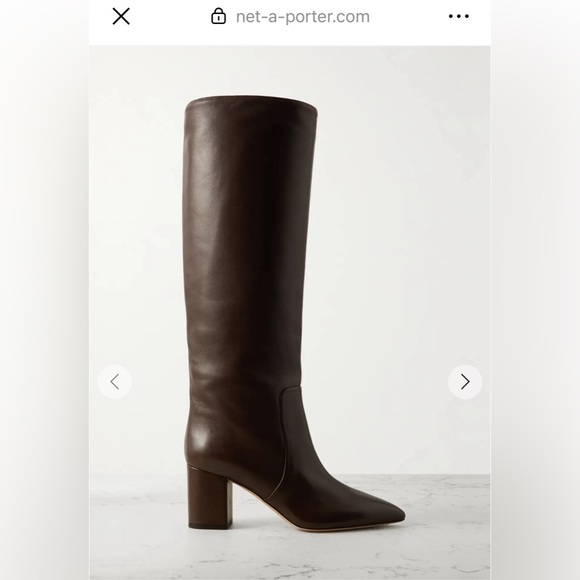 Paris Texas Anja Elegant Dark Brown Leather Heeled Boots - Picture 1 of 4